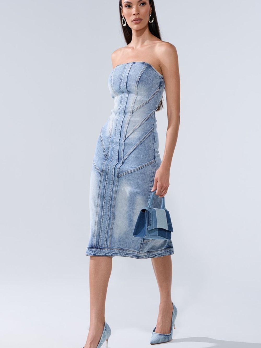 AKIRA DENIM MIDI DRESS